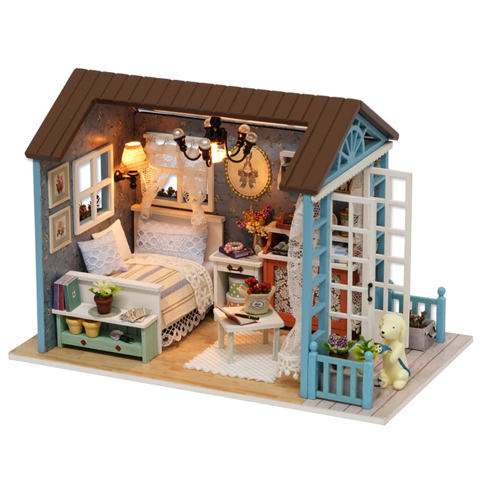 Vibola DIY Dollhouse Kit,Exquisite House Miniature Dollhouse Kits with Lights,Creative 3D Puzzle Handmade Furniture Craft Kits for Boyfriend Girlfriend Birthday Gifts 