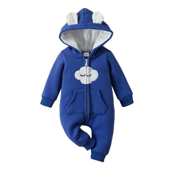 Ketyyh-chn99 Bodysuit Baby Boy Toddler Baby Girls Winter Cute Ear Jumpsuit Romper Warm Outwear Blue,3M