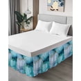 thumbnail image 4 of Teal Blue Marble Bed Skirt King Size, Modern Abstract Art Marble Crack Wrap Around Bed Skirting with Adjustable Elastic Strap, Dust Ruffled Pleated Bedskirts 18 Inch Drop for Bedroom King Beds, 4 of 9