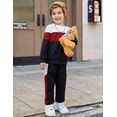 thumbnail image 5 of Arshiner Boys 2Pcs Color Block Sweatshirt & Casual Pants Fall Winter Outfits Set, 5 of 6