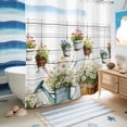 thumbnail image 5 of No Hook Shower Curtain, Spring Daisy Shower Curtains for Bathroom with See Through Top Window, Country Botanical Floral Wooden Grain Waterproof & Washable Bath Curtain Standard 72"x72", 5 of 9