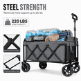 thumbnail image 6 of Upgraded Expandable Dual-Layer Utility Wagon with 5" All-Terrain Wide Wheels, Heavy Duty Collapsible Wagon for Camping, Shopping and Gardening, 220lbs Capacity Foldable Garden Cart,, 6 of 8
