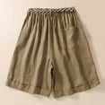 thumbnail image 4 of Shorts for Women Womens Summer Shorts Casual Solid Breathable Cotton Linen High Waist Short Pants Plus Size Loose Wide Leg Button Shorts with Pocket, 4 of 4
