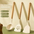 thumbnail image 2 of HomeLife Cooking Spatula Easy to Clean Non-Stick Food Grade Good Grip Hanging Hole Cooking Utensil High Temperature Resistant Wooden Handle Frying Spatula Soup Ladle Kitchen Gadget, 2 of 13