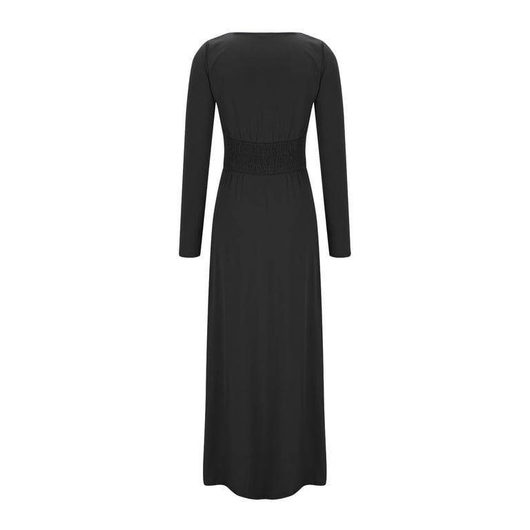 UTSJKR Womens Fall Wedding Guest Dress Deep V Neck Dress Party Dress Long Sleeve Maxi Dress High Slit Dresses Black XXL - Walmart.com UTSJKR Womens Fall Wedding Guest Dress Deep V Neck Dress Party Dress Long Sleeve Maxi Dress High Slit Dresses Black XXL - Walmart.com