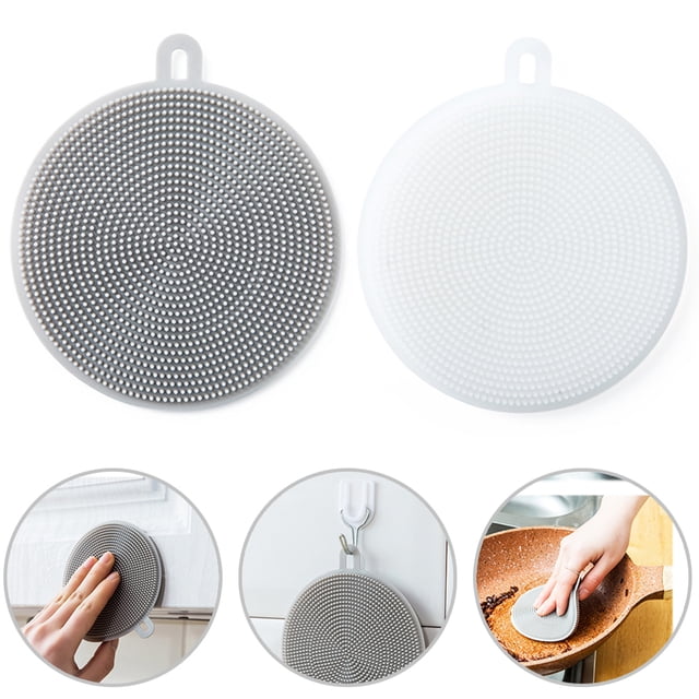 Esponjas reutilizables de silicona para platos, cepillo de silicona de doble cara resistente al calor, fregador de platos para cocina y baño, 2 uds.