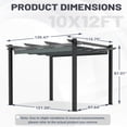 thumbnail image 6 of MELLCOM Retractable Pergola 10x12 ft, Dual Adjustable, UV Protection, Durable Aluminum Frame, Locking Straps and Screws for Backyard Deck, Gray, 6 of 8