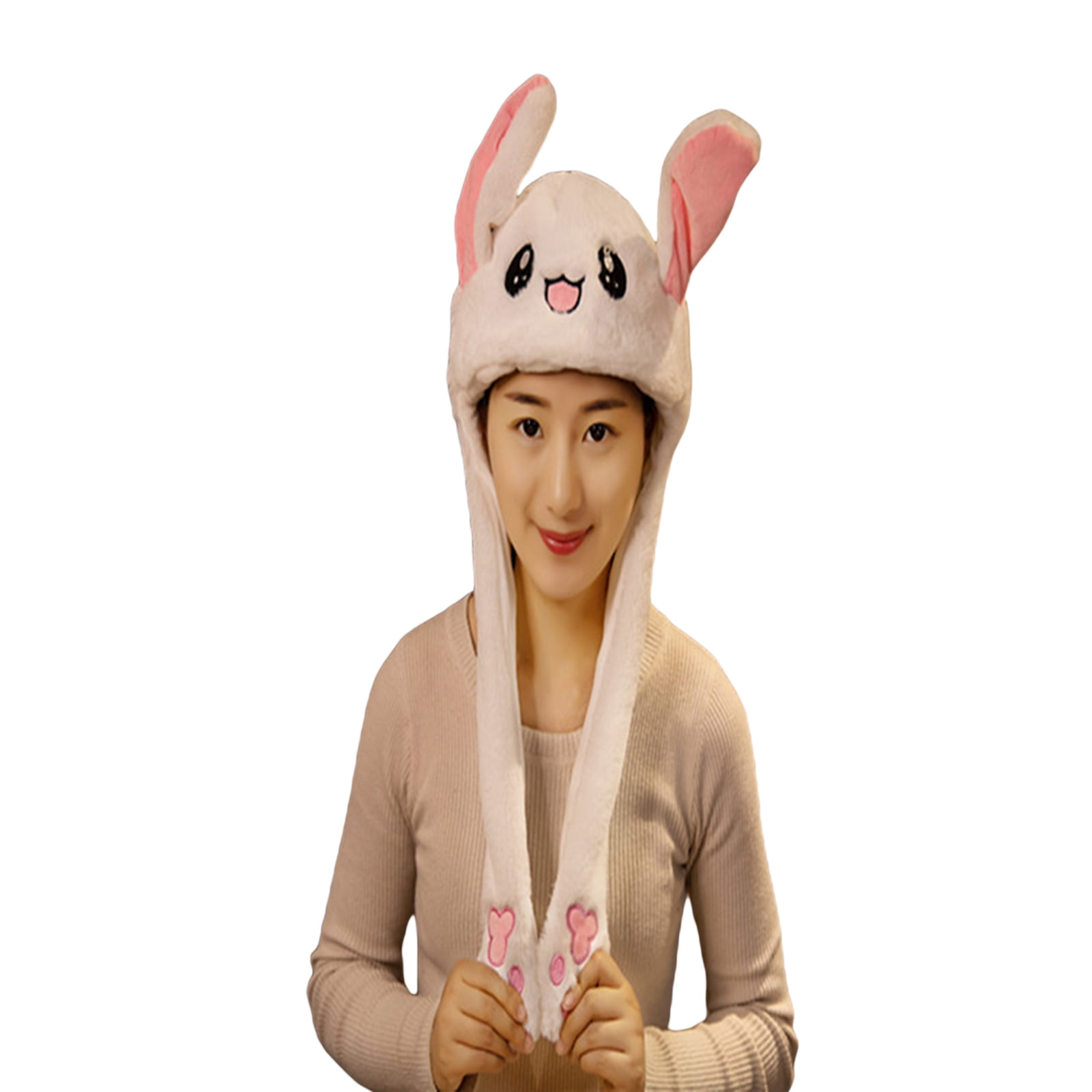 Bunny Hat Funny Plush Bunny Hats Ear Moving Jumping Hat Rabbit Hat Kids Adult Christmas Party Cosplay Cute Animal Hats