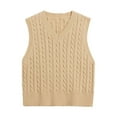 thumbnail image 2 of Womens Vest Top Cropped Sleeveless Sweater for Trendy School Outfits Women's V Neck Knitted Pullover Vest Sweater Sleeveless Top, 2 of 3