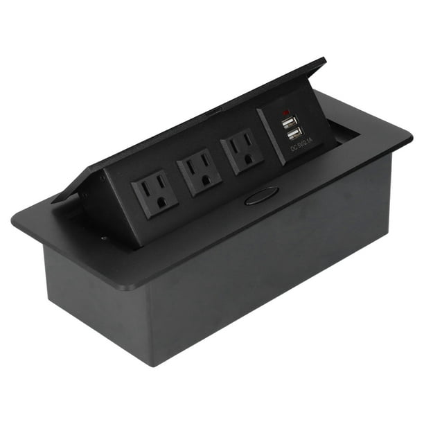 Toma de puerto USB dual, toma de escritorio, toma de corriente integrada, toma de corriente, toma de carga USB, funcionalidad versátil