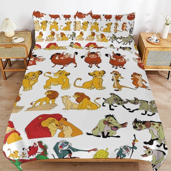 The Lion King Duvet Cover 3 Pcs Set Cute Kids Comforter Cover with 2 Pillowcases Luxury Soft Bedding Bedroom Decor for Teens Boys Girls, 86"x70"