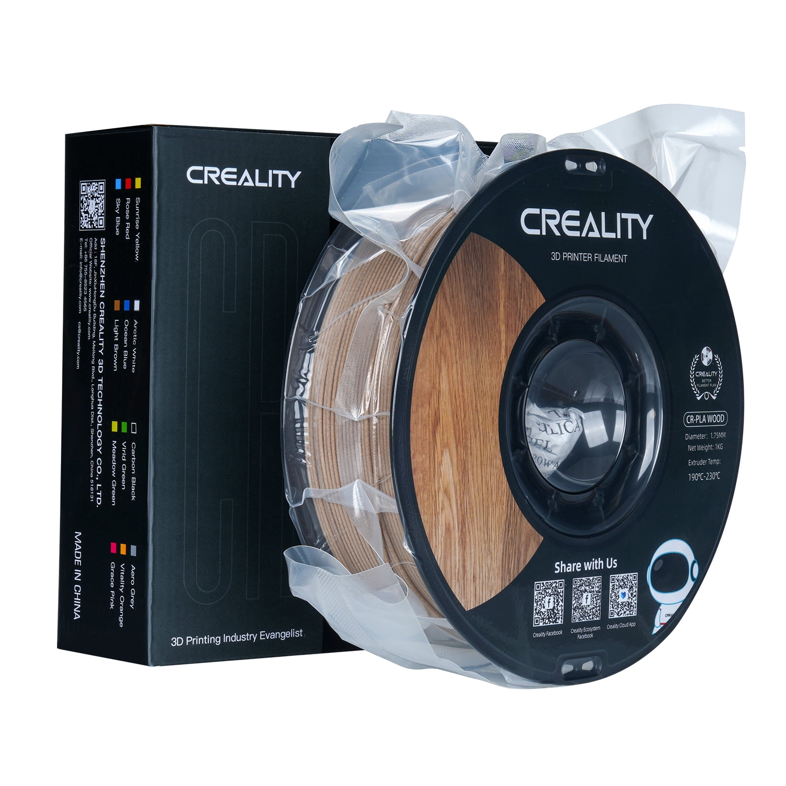5 Pack Creality CR-PLA Wood Filament 1.75mm Exquisite Wood Texture Environmentally Friendly Materials Low Shrinkage