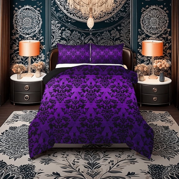 Erosebridal Hippie Exotic Bedding Twin Comforter Set,Mandala Damask Down Comforter,Traditional Bedroom Decor,Reversible,Lightweight,2-Piece