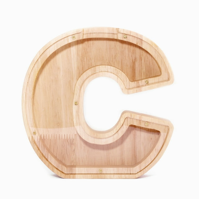 Twenty-Six English Alphabet Piggy Bank 26-letter Personalized Wooden Coin Money Saving Box Customized Own Name Stickers Exquisite Home Desktop Decor Ornaments