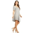 thumbnail image 3 of Moa Collection Women's Solid Relaxed Fit Midi Dress – Short Sleeve Asymmetric Hem Style, 3 of 4