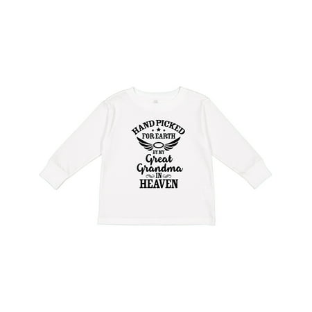 

Inktastic Handpicked for Earth by My Great Grandma in Heaven Gift Toddler Boy or Toddler Girl Long Sleeve T-Shirt