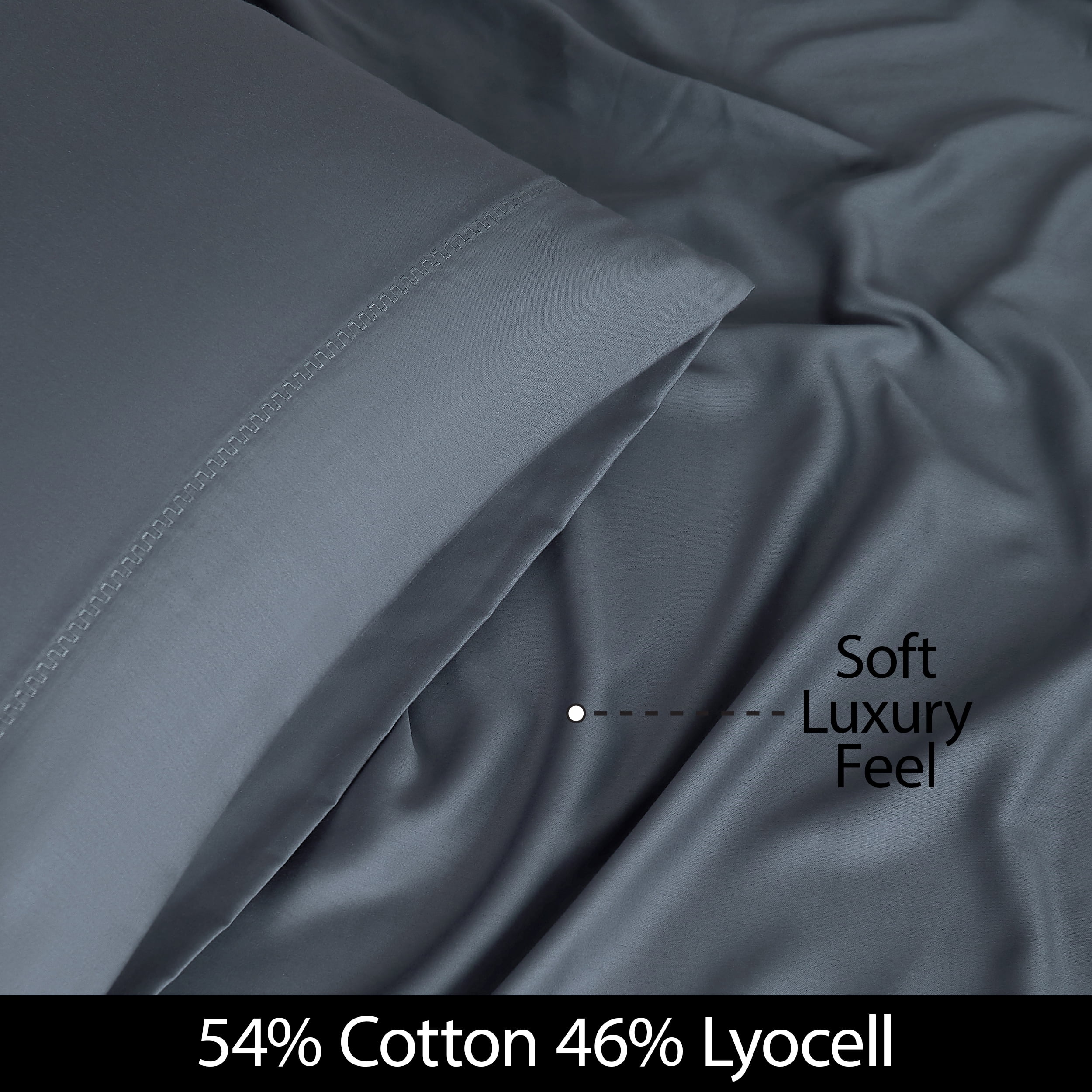 Allswell 6-Piece 300 Thread Count Dark Gray Cotton Lyocell Blend Bed Sheet Set, Queen