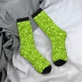 thumbnail image 5 of Hirioo Lime green glitter Pattern Adult Middle Tube Socks Breathable Sock Non-Pilling,Contrasting Color Design, 5 of 6