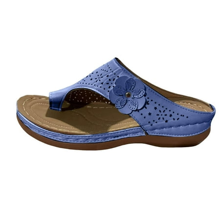 WNVMWI Sandals Women Water Shoes Beach Black Leather Sandals for Women Blue Shoes Slippers Flip Flops Women s Thong Hollow Nail Flower Women s Hollow Wedge Heel Slippers Lady Sandals Women Sl Size 42