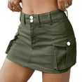 thumbnail image 4 of EFINNY Women's Low Rise Denim Shorts Skirt Button Slim Jeans with Pockets, 4 of 7