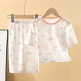 thumbnail image 3 of Odeerbi 1-12 Años Niños Niñas Pijamas de Algodón de Verano Manga Corta Tops Pantalones Conjunto Suave Estampado Ropa de Dormir Juegos de Pijamas de Dos Piezas, 3 of 3