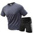 thumbnail image 5 of Maqroz Mens Two Piece Workout Sets Short Sleeve Crewneck T-Shirts Drawstring Shorts Casual Athletic Activewear Solid Gym Suits Summer Outfits, 5 of 6