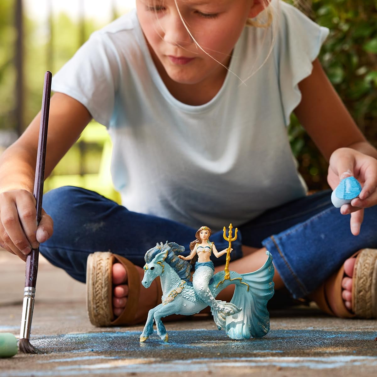 Schleich Bayala 3 PC Eyela Mermaid Toy with Underwater Horse Figurine and Trident
