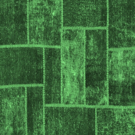 Ahgly Company Indoor Square Patchwork Emerald Green Transitional Area Rugs, 8' Square