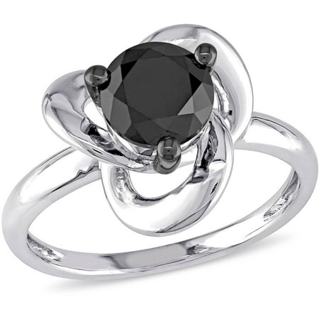 1 Carat T.W. Black Diamond Sterling Silver Swirl Design Ring