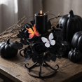 thumbnail image 6 of 12 Inch Gothic Black Rose Candle Ring Wreath, Artificial Mini Wreath with Colorful Butterflies, Spooky Halloween Table Centerpiece Decor, 1-Pack, 6 of 7