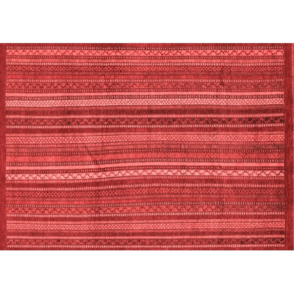 Ahgly Company Machine Washable Indoor Rectangle Abstract Red Modern Area Rugs, 5' x 8'