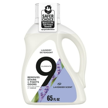 9 Elements Natural Laundry Detergent Liquid, Lavender, Vinegar Powered, 65 fl oz.