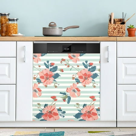 

Gorgeous Floral Patterns Dishwasher Magnet Refrigerator Magnetic Cover Washing Machine Magnet Sticker Kitchen Decor