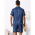 thumbnail image 4 of Unique Bargains Men's Satin Button Down Striped Short Sleeve Shorts Pajama Set S Blue, 4 of 6