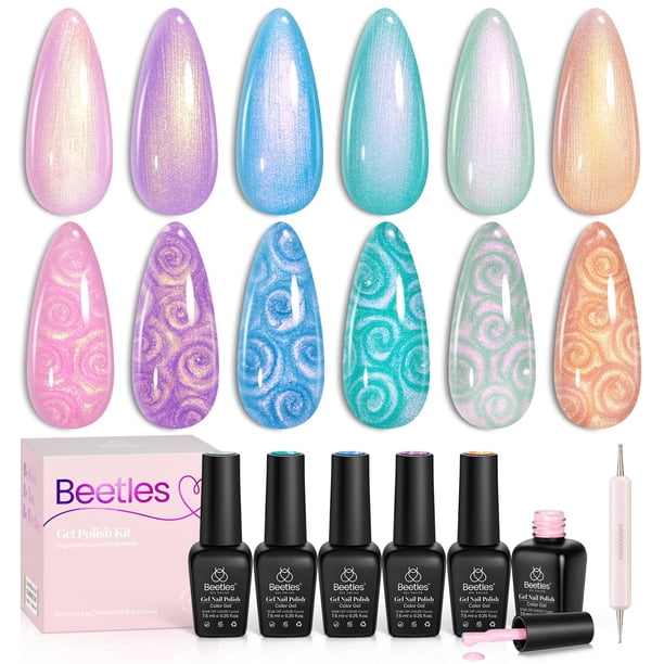 Esmalte en gel Beetles Pearl, 6 colores, purpurina brillante, 7,5 ml