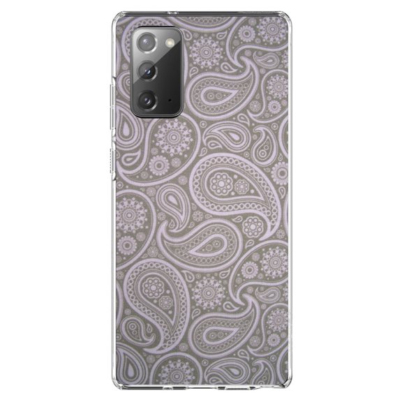 DistinctInk Clear Shockproof Hybrid Case for Galaxy Note 20 ULTRA (6.9" Screen) - TPU Bumper, Acrylic Back, Tempered Glass Screen Protector - Grey Black Paisley