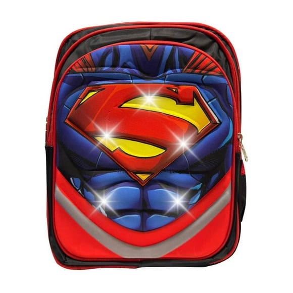Mochila Escolar Superman DC Luces LED Ajustable Superhéroes