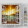 thumbnail image 5 of Ocean Moon Window Landscape Shower Curtains Sea Water Reflection Moonlight Waves Curtain for Bathroom Home Bathtub r Fabric, 5 of 7