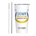 thumbnail image 1 of Vaso de acero inoxidable con lazo azul y amarillo para el mes de concientización sobre el síndrome de Down, taza térmica portátil de 20 oz con tapa, 1 of 7