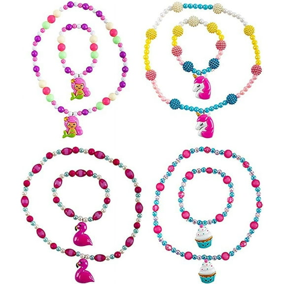 Set of 4 Charm Bracelet and Necklace Set - Matching Charm Bracelet - Jewelry - Fun Fidget