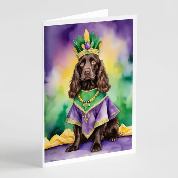 Boykin Spaniel King of Mardi Gras Greeting Cards Pack of 8 7 in x 5 in