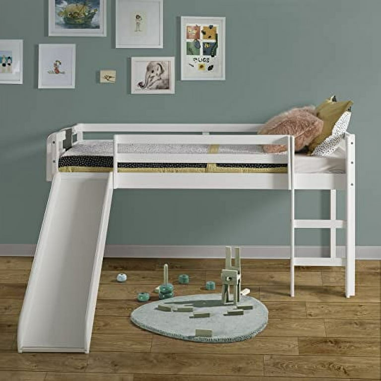 White loft bed with slide online