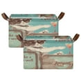 BZSMCE Collapsible Fabric Cube Storage Bins Drinking Cat Design Pattern