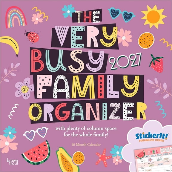 The Very Busy Family Organizer 2027 12 X 24 Inch (Hanging) Monthly Square Wall Calendar Matte Paper and Sticker Sheet Pl, (Paperback)