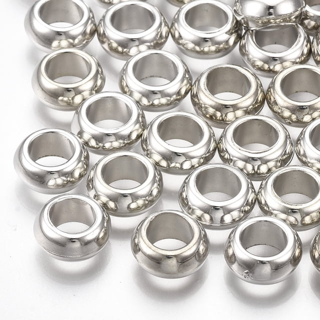 CCB Plastic Beads Large Hole Beads Donut Platinum 10x4~5mm Hole: 5.5mm