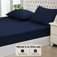 thumbnail image 4 of 1000 Thread Count 3 Piece (1- Fitted Sheet + 2- Pillow cover) Quality 27 Inch Deep Pocket 100% Egyptian Cotton Color Navy Blue Solid Size Twin XL, 4 of 6