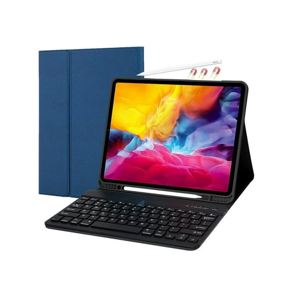 Wireless Keyboard Case for iPad Pro 12.9 inch 2022 2021 2020 2018 6th / 5th / 4th / 3th Generation, Slim Protective Cover with Detachable Keyboard, Pencil Holder
