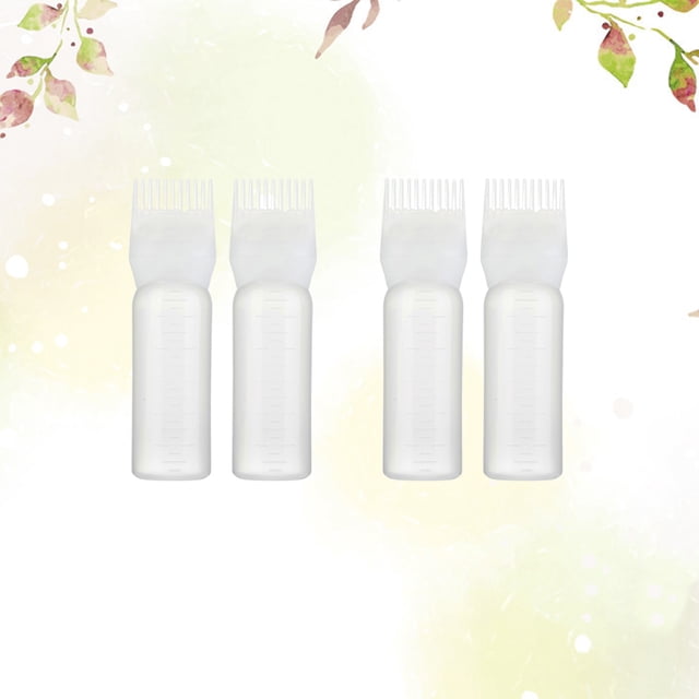 HEALEEP 4Pcs White Hair Coloring Bottle Applicator Comb for Precise Dye Application and Even Root Coverage