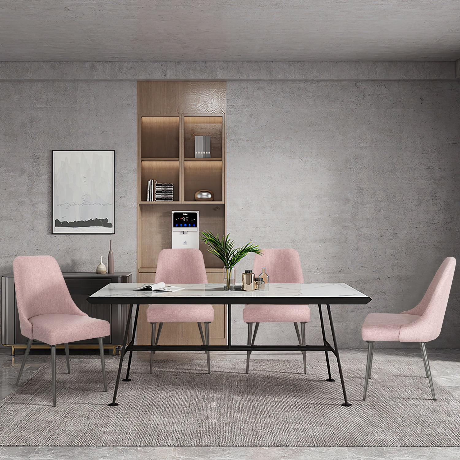 Kadyn 2 Pcs Modern Upholstered Dining Chairs, Kitchen Chair with Metal Legs, Dining Arm Chairs for Dining Room, Bedroom, Pink Kadyn 2 Pcs Modern Upholstered Dining Chairs, Kitchen Chair with Metal Legs, Dining Arm Chairs for Dining Room, Bedroom, Pink