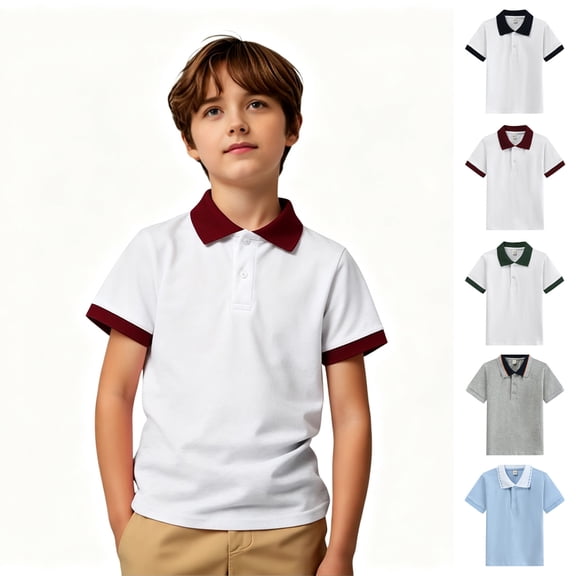 Bigetiay Boys Polo Shirts Summer Classic Short Sleeve School Uniform Shirt Casual Shirts for Toddler Kids 4-5 Years